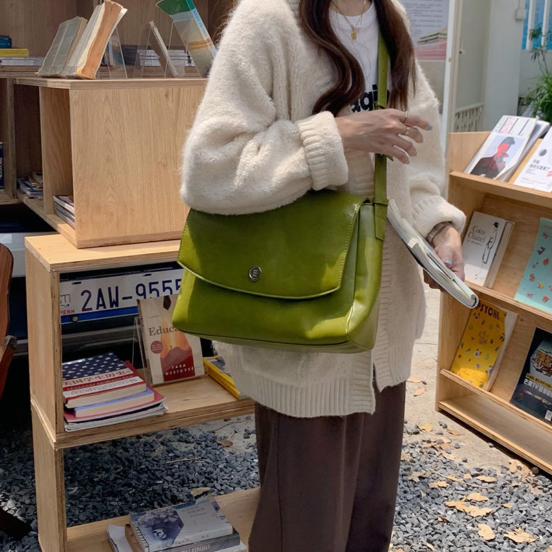 3color vintage deep leather bag