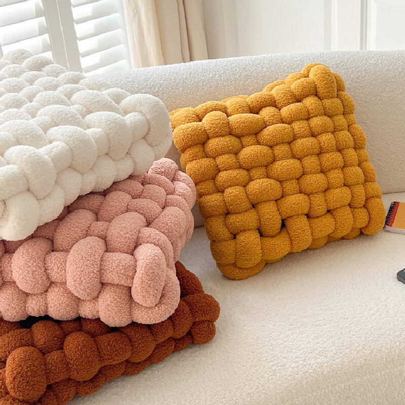 7color fluffy twist square cushion