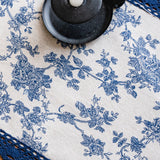 blue flower table runner
