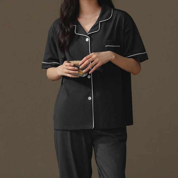 piping charcoal gray pair roomwear