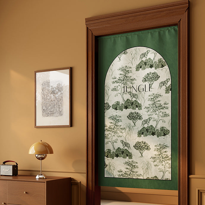 green retro forest curtain