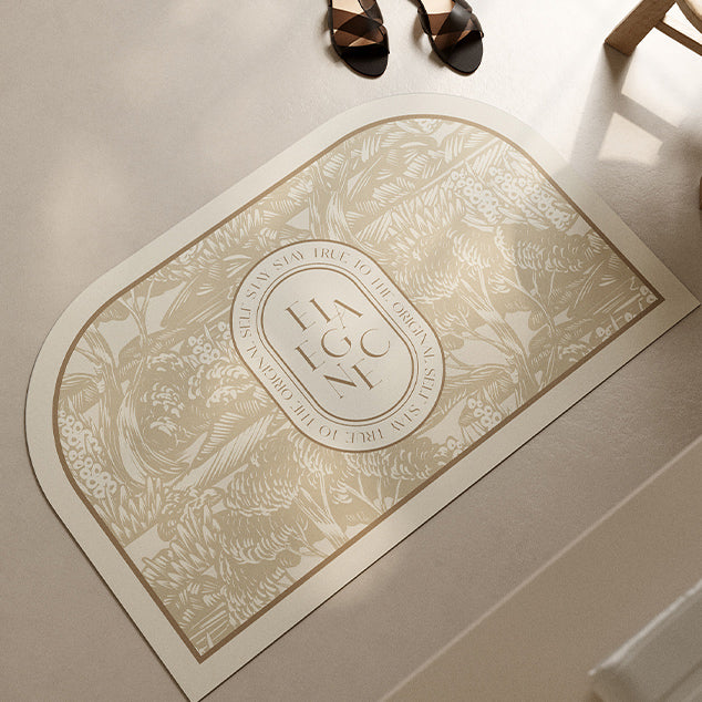 beige elegance logo bath mat