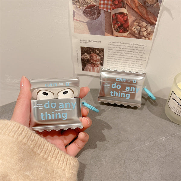 silver packing Airpods case