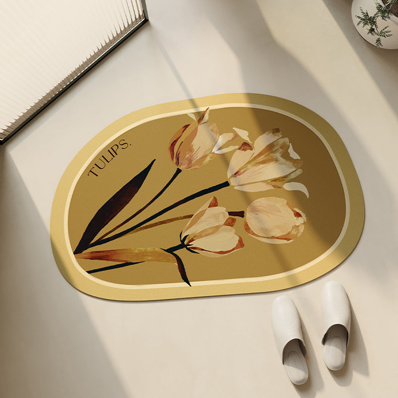 art mustard tulip bath mat