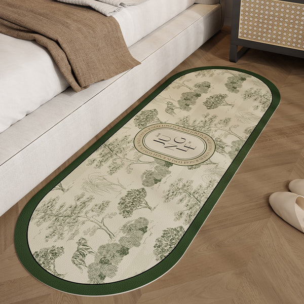green retro forest floor mat