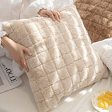 4color block fur cushion