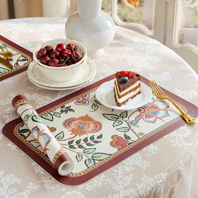 dark red vintage flower place mat