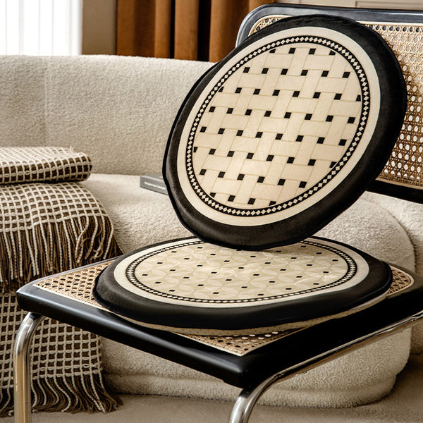 2color brown retro tile cushion