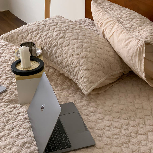 5color diamond stitch quilt & pillow sheets set