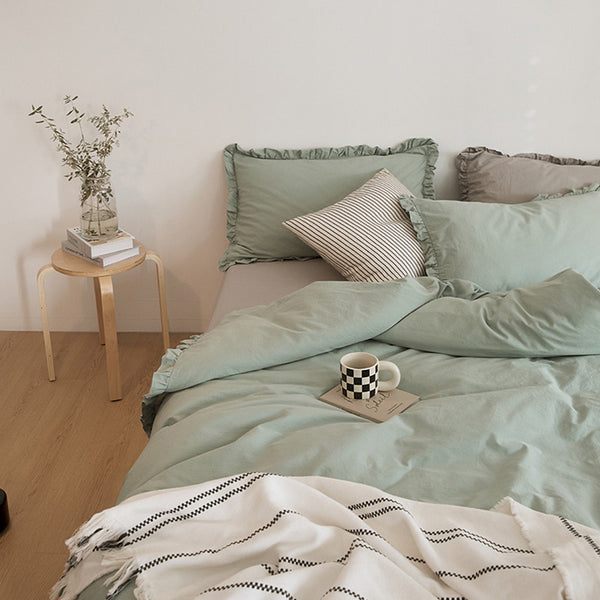 12color simple cotton frill bedlinen set