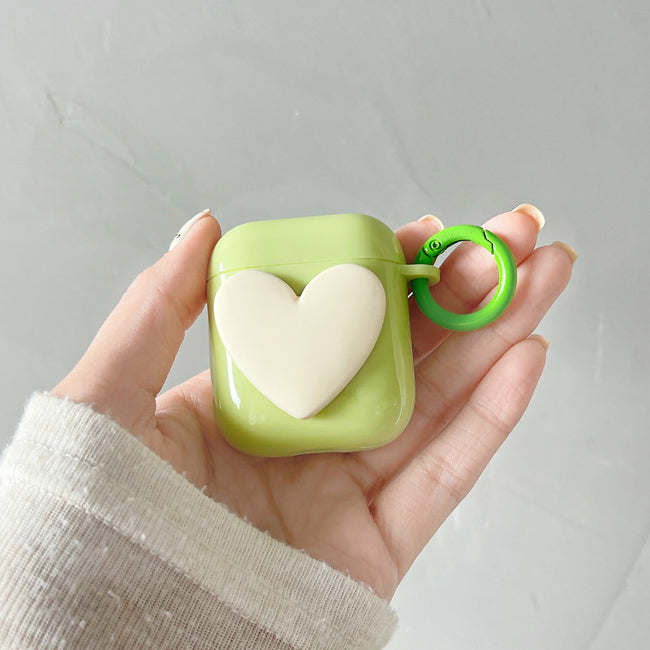green big heart Airpods case