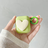 green big heart Airpods case