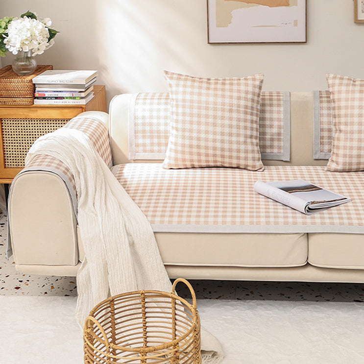 6color pail gingham check sofa cover