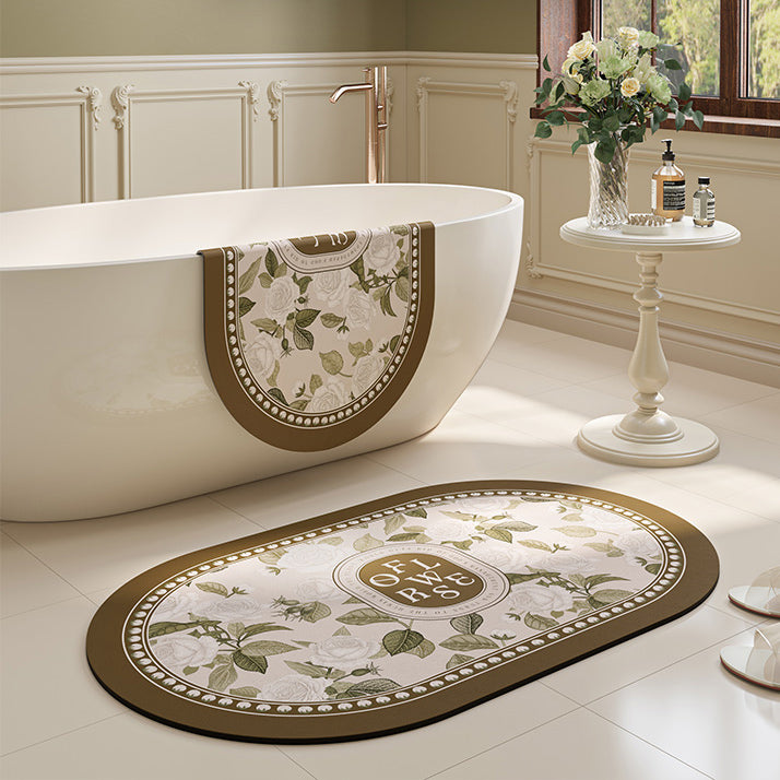 white rose bath mat