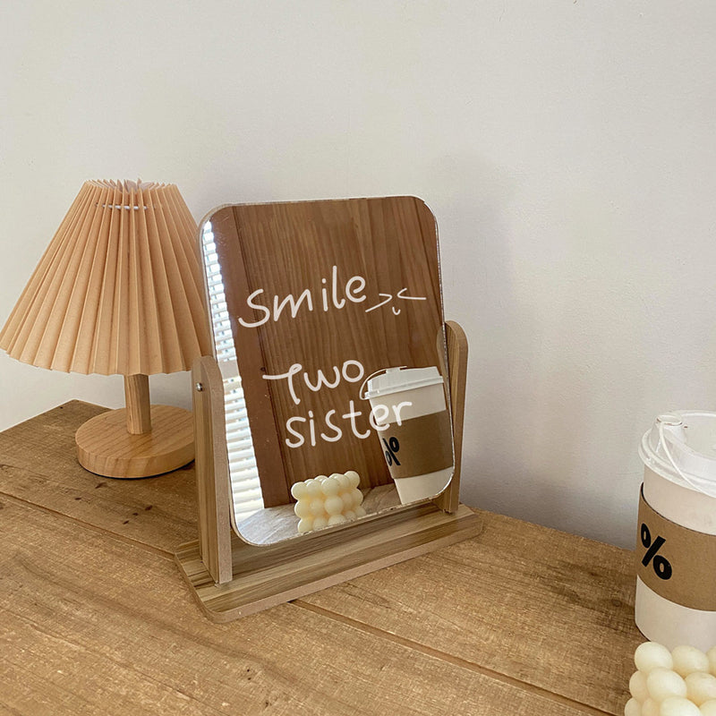 2size wood frame square stand mirror