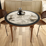 black toile de Jouy round table mat