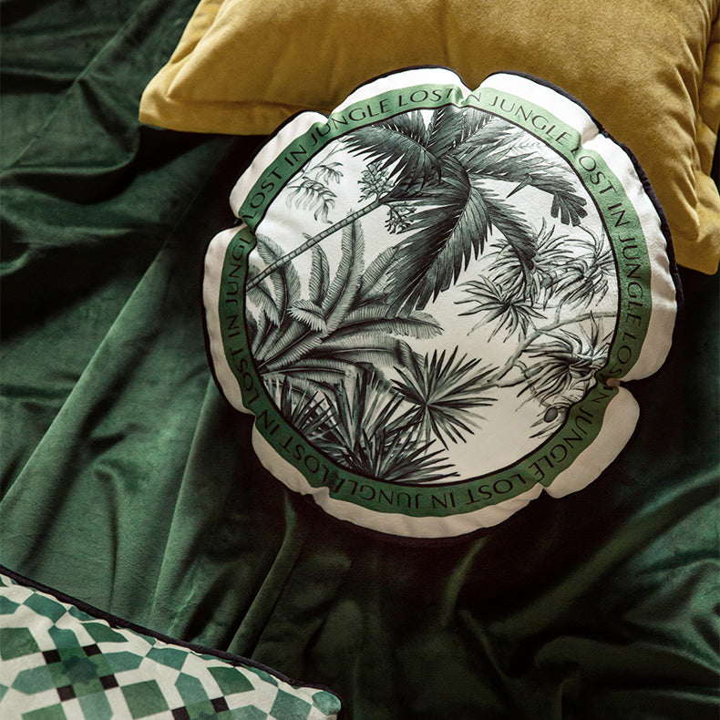 green retro forest cushion