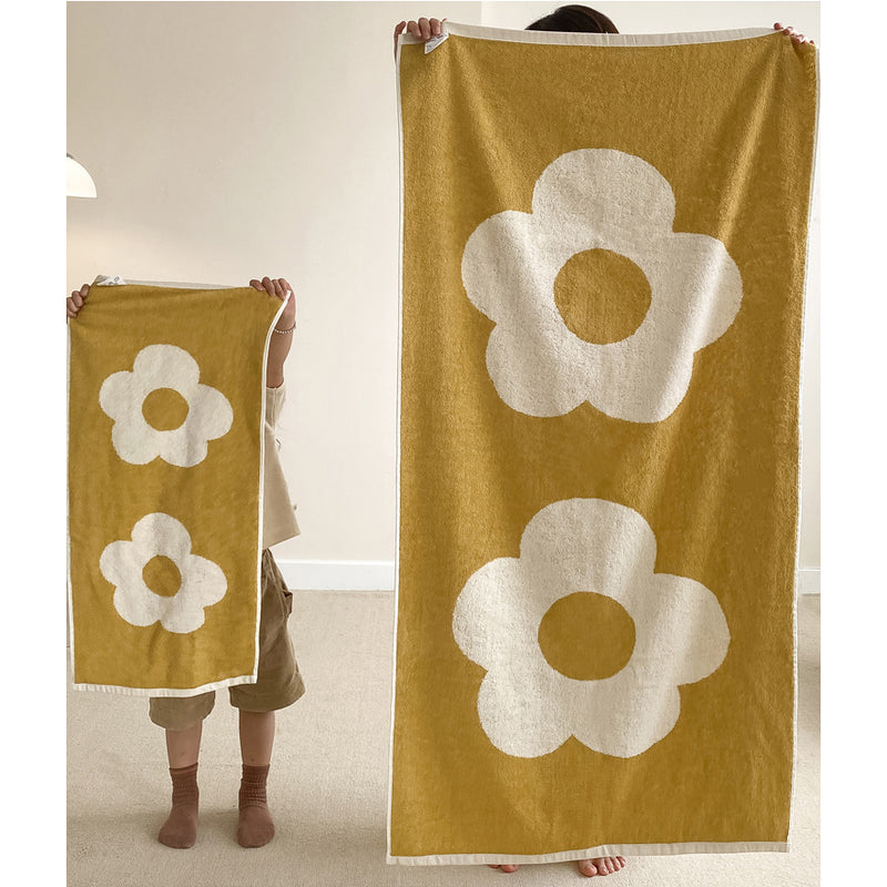 3color double flower towel