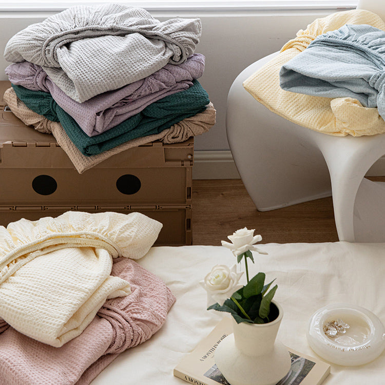 8color waffle cotton mattress sheets