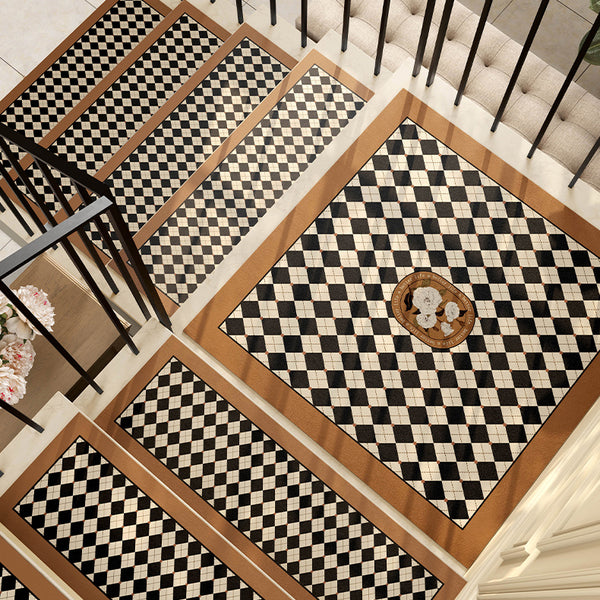 argyle brown check step mat