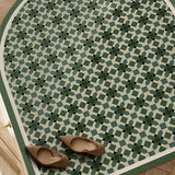 green retro forest door mat