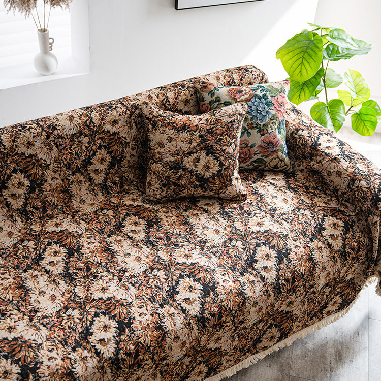 french brown flower sofa cover