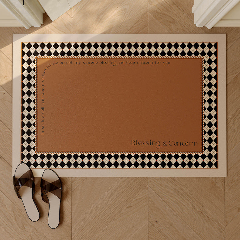 brown argyle door mat