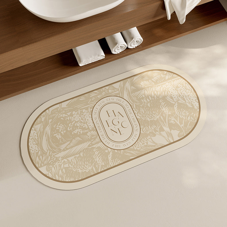 beige elegance logo toilet mat