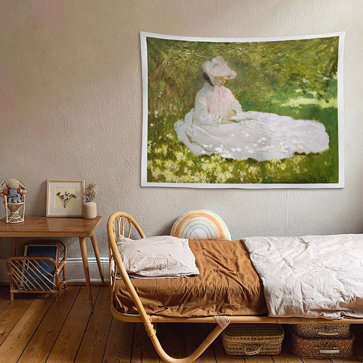 oil paint lady tapestry