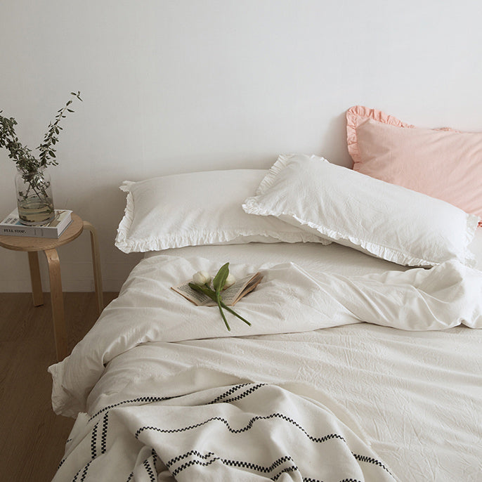 12color simple cotton frill bedlinen set