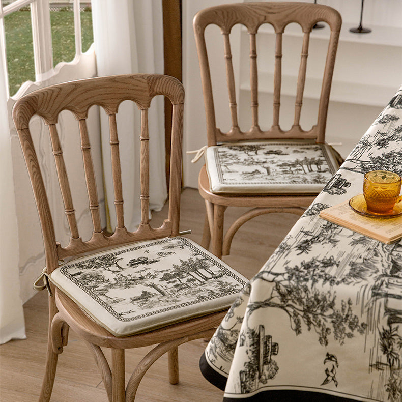black toile de Jouy square cushion