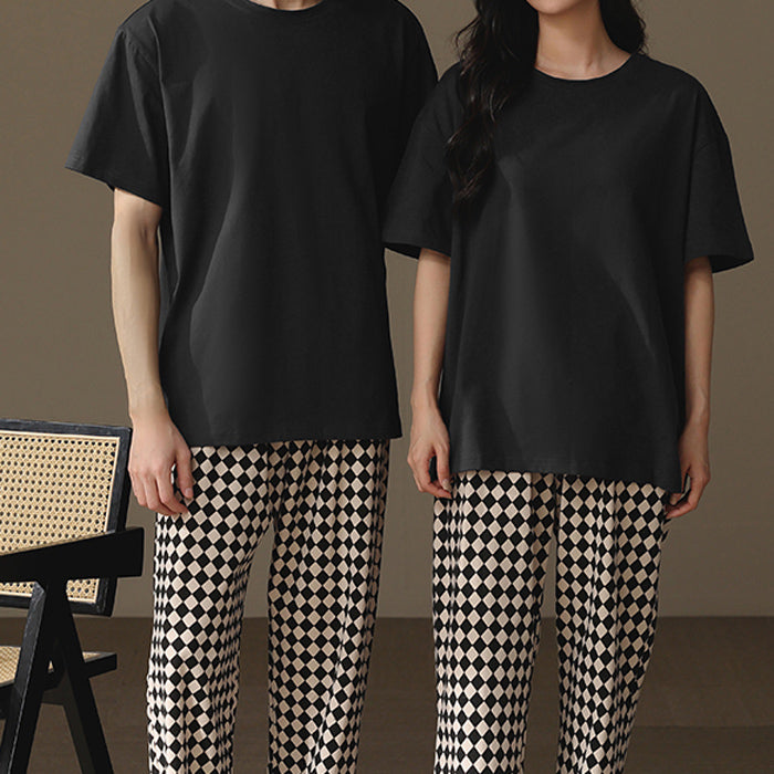diamond check bottoms pair roomwear