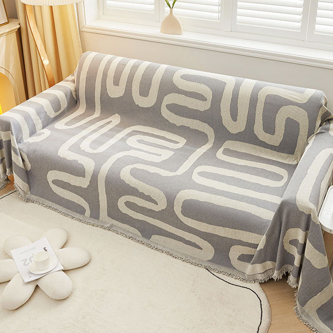 3color reversible ethnic line sofa cover