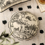 3size black toile de Jouy cushion