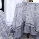 dull blue flower table cloth