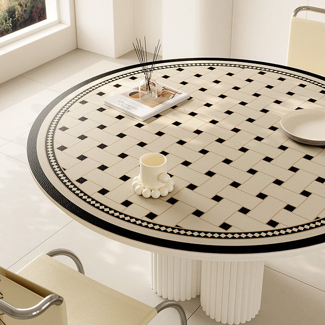 2design brown retro tile round table mat