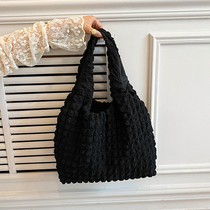 5color square puff handbag