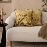 art mustard tulip cushion