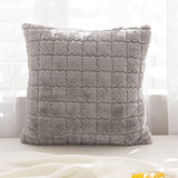 4color block fur cushion