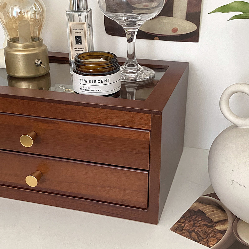 2size retro wood jewelry box