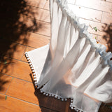 white cotton ponpon linen curtain