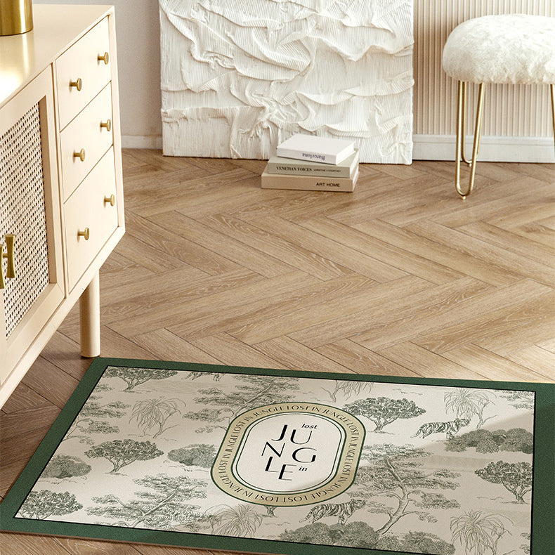 green retro forest door mat