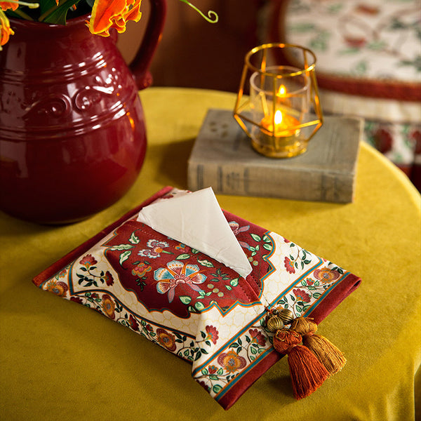dark red vintage flower tissue case