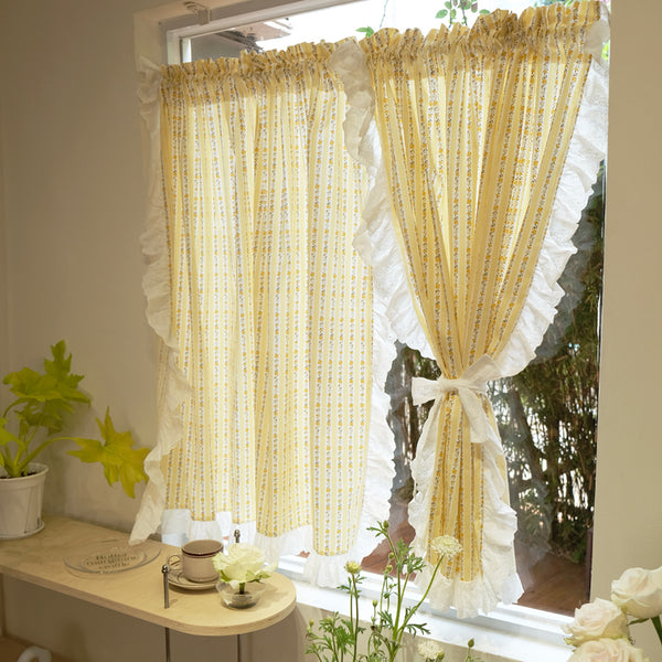 summer yellow check curtain