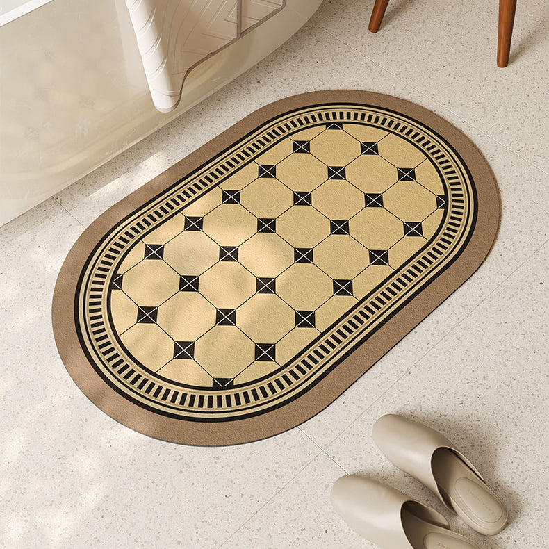 brown tile bath mat