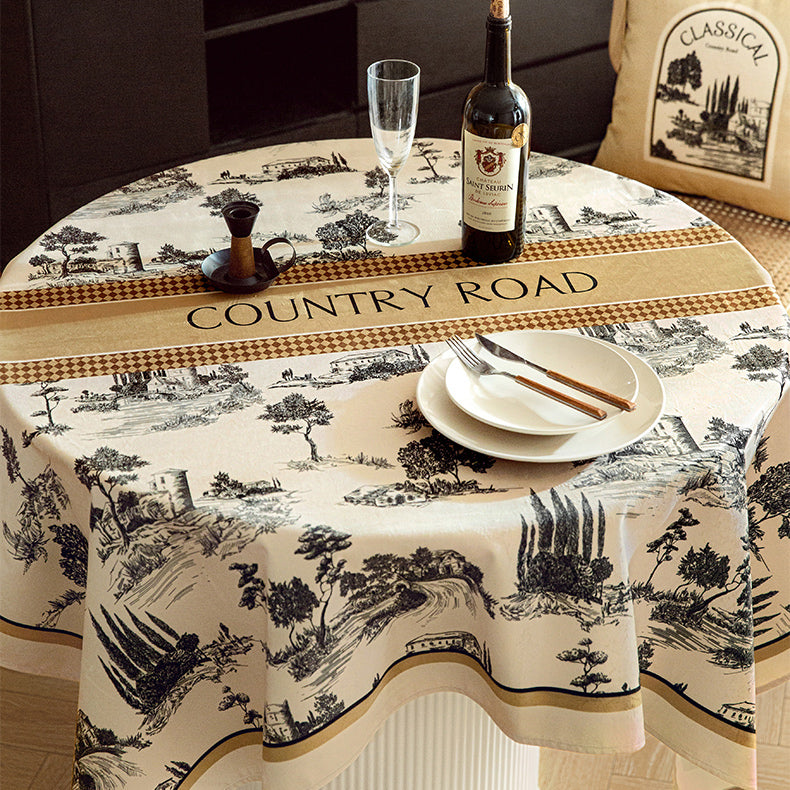 country road logo table cloth