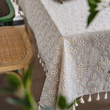 daisy embroidery table cover