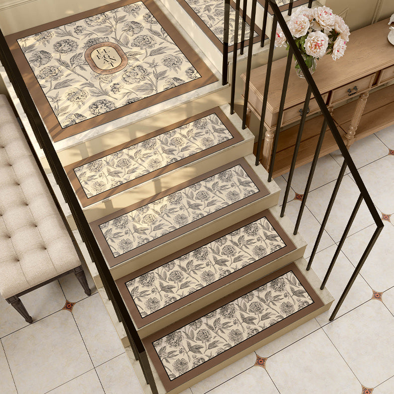 elegant sketch flower step mat
