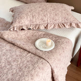 2color cotton flower quilt & pillow sheets set
