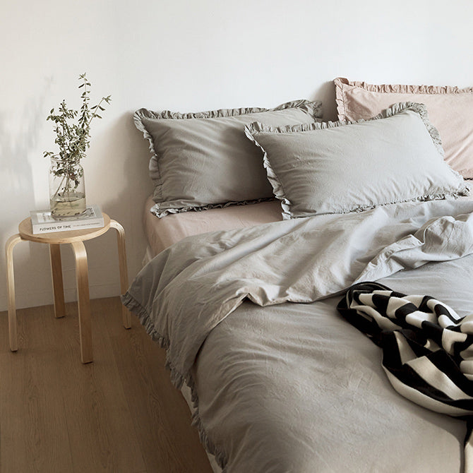 12color simple cotton frill bedlinen set